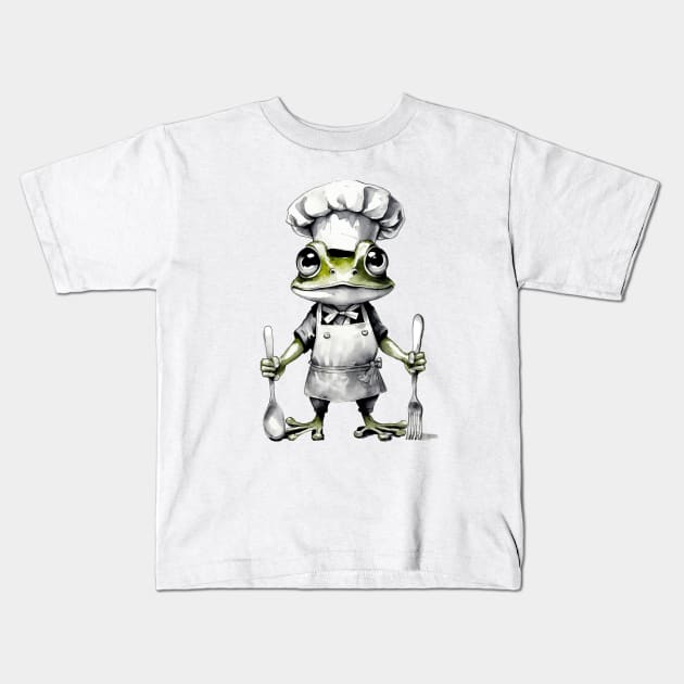 chef frog cool Kids T-Shirt by Profound Prints
